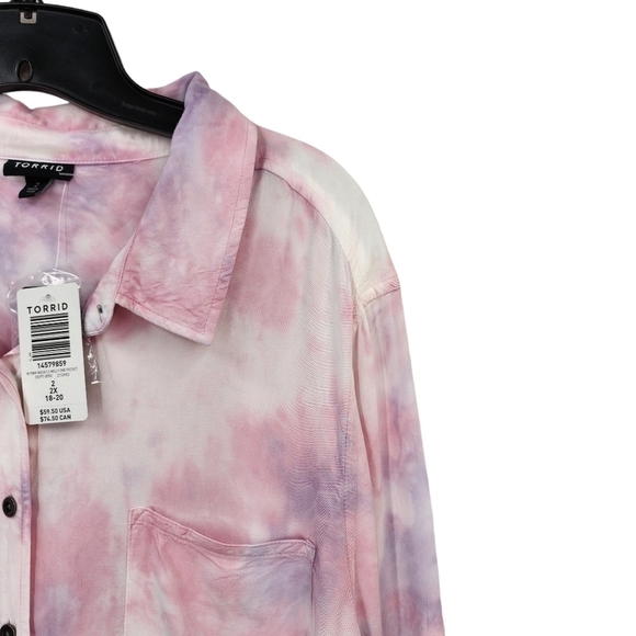 Torrid Women's Lizzie Rayon Twill Button-Up Long Sleeve Shirt - 2X - Picture 3 of 8